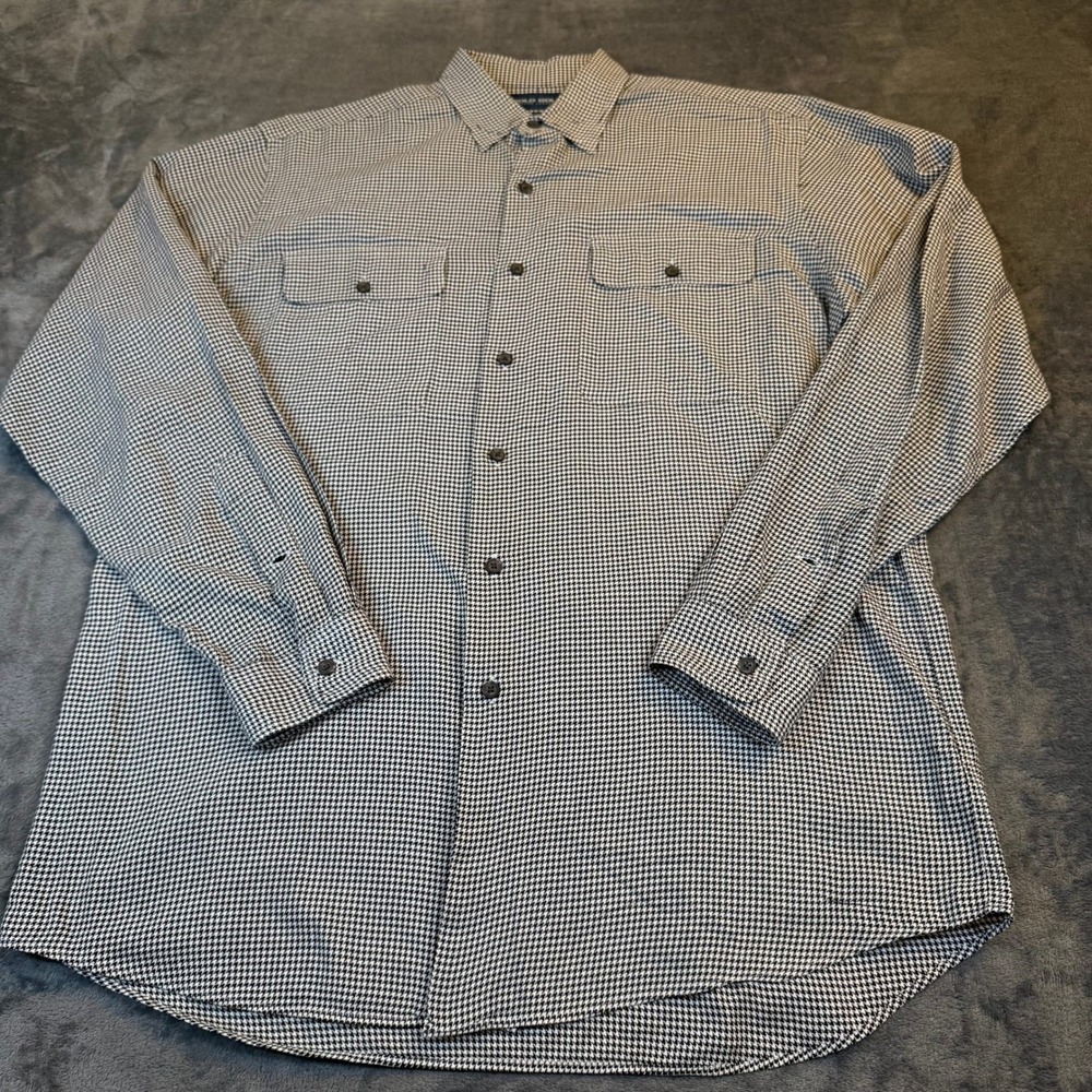 Polo Golf Ralph Lauren Benford Shirt Mens Medium Black White Houndstooth Vintage - Picture 3 of 11